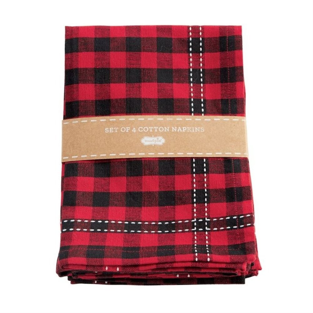 NWT - Set of Four Mud Pie Buffalo Check Napkins
